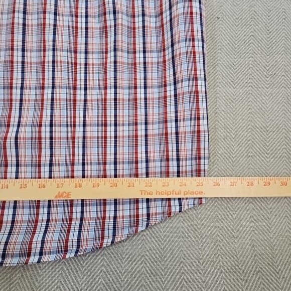 Burry Lane Button Down Shirt Men's XL Red, White & Blue Plaid 100% Cotton Y2K - Picture 5 of 15